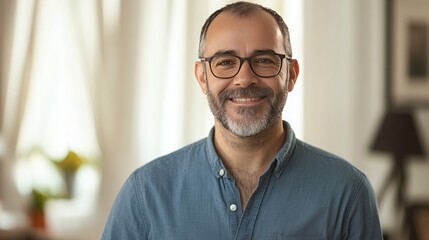 Obraz premium Senior gray-haired man wearing glasses. Confident senior bearded man wearing glasses looking at camera.
