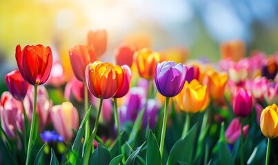 Colorful flowers as a panoramic background