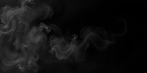 Fototapeta premium Abstract swirls of smoke on a dark black background, creating a mysterious and dynamic effect, ethereal, foggy