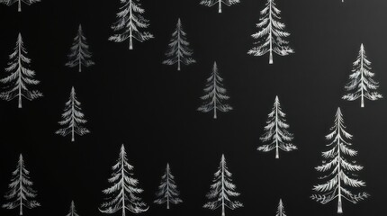 Fototapeta premium a collection of white christmas trees painted on a blackboard