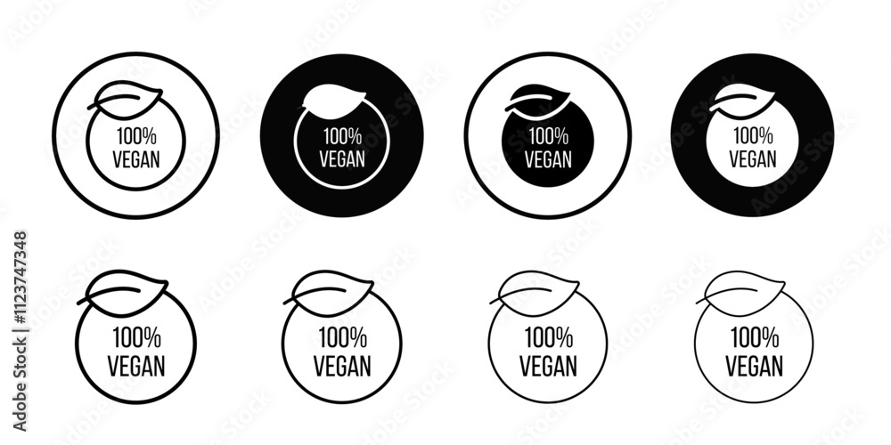 Poster 100% vegan icon web design in vector