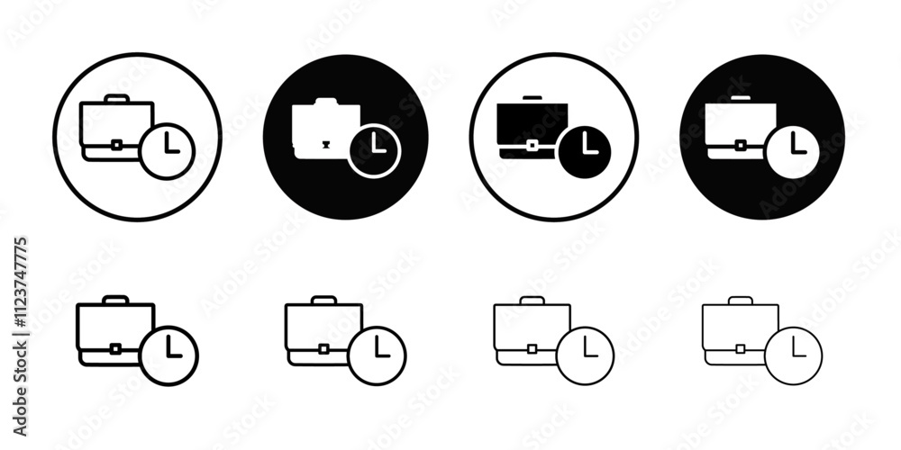 Poster Briefcase with clock icon web design in vector