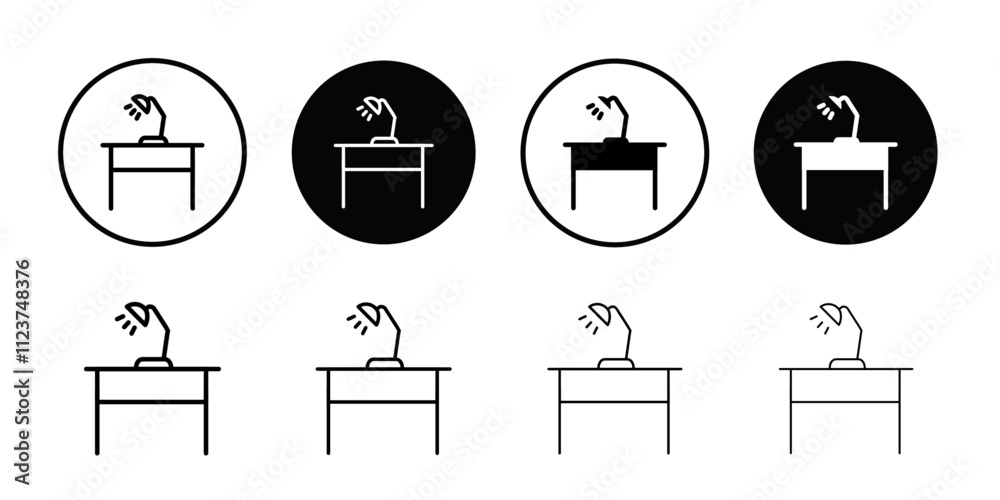 Poster Desk with lamp icon web design in vector