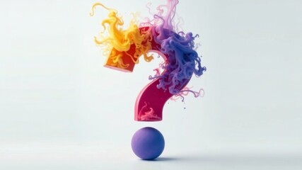 Question mark made of multi-colored smoke.