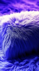 Fototapeta premium Standing in the blue and purple snow, the plush device made of soft and fluffy fur looks very realistic and makes you feel warm and comfortable 
