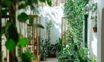 Obraz premium Bright Madrid coworking space with greenery