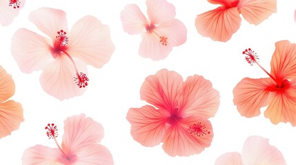 Obraz premium Pink and white flowers against a white backdrop with a red spot on the petals