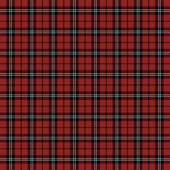 Christmas and new year tartan plaid. Scottish pattern in black, red and white cage. Scottish cage. Traditional Scottish checkered background. Seamless fabric texture. Vector illustration