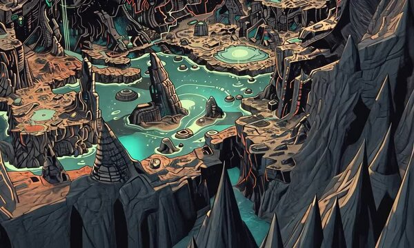 Isometric view of a fantasy RPG game map