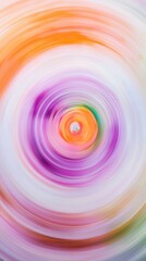 Obraz premium Vibrant hues of orange. Pink. Purple. And green blend seamlessly in a circular motion. Creating a mesmerizing vortex effect that draws the eye towards the center of this dynamic abstract composition