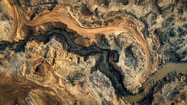 Illegal mining causes devastation in mountainous terrain pollution visible
