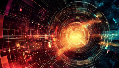 Obraz premium Data transfer futuristic theme with abstract waves and technological patterns