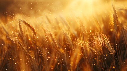 Golden Wheat Harvest Scene with Combine Harvester in Action