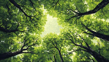 Fototapeta premium Seamless pattern lush green forest canopy with vivid shades naturea??s tranquility