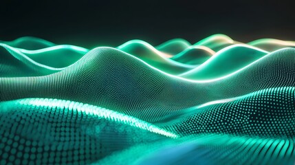 Neon high-speed glowing waves in green and blue with a futuristic abstract feel