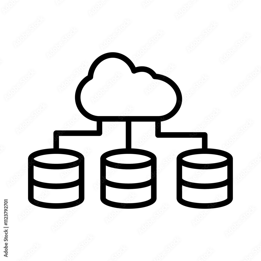 Aufkleber cloud database icon outline vector for web ui