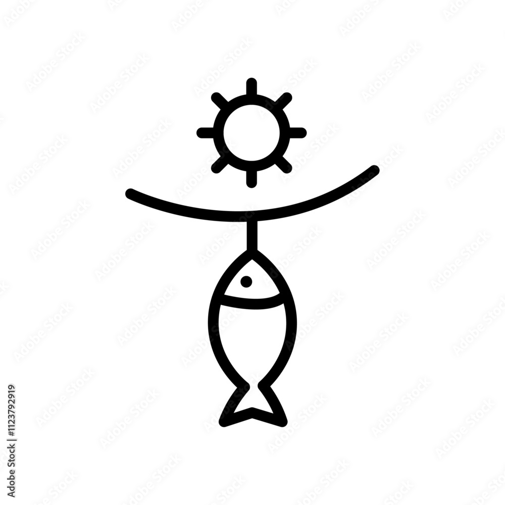 Aufkleber Dried fish icon Outline vector for web ui