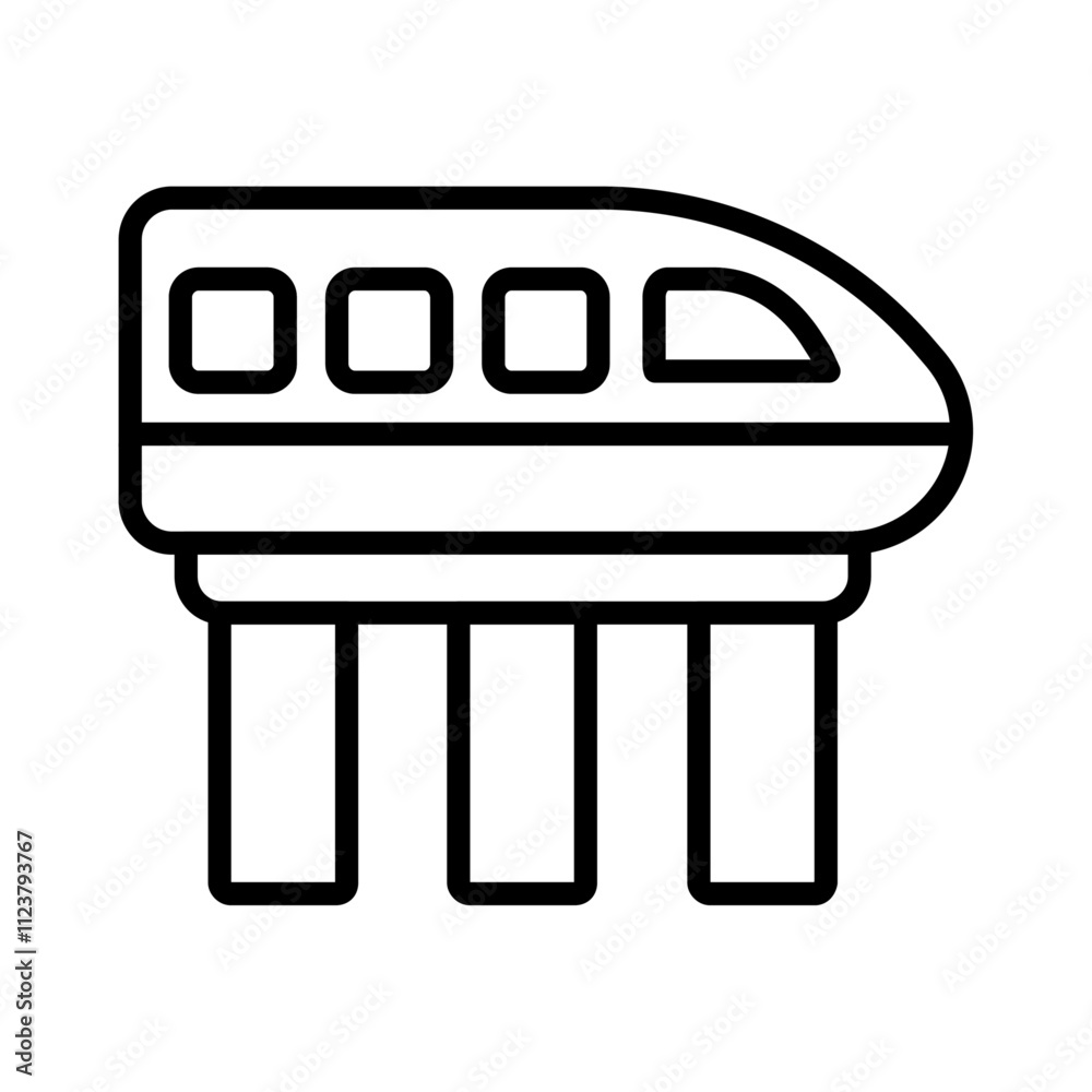Poster Monorail icon Outline vector for web ui