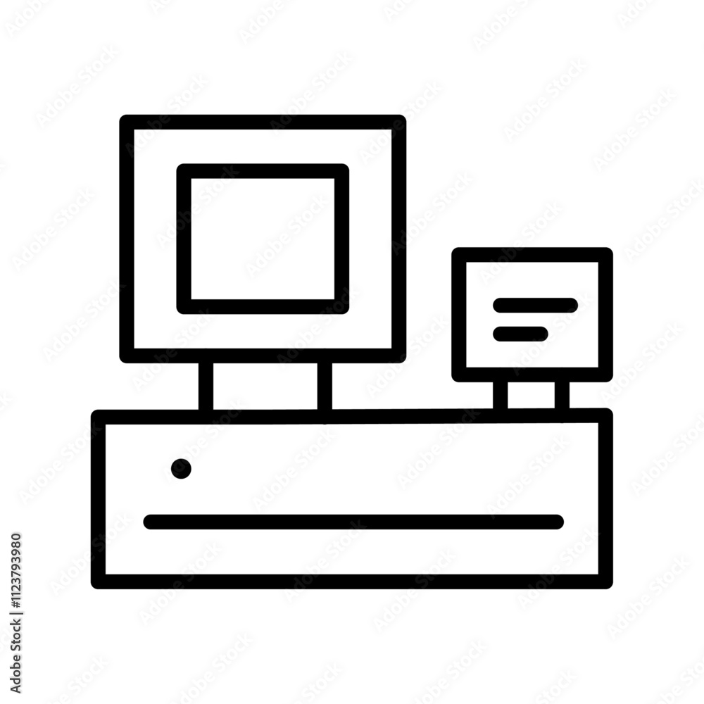 Poster pos system icon outline vector for web ui