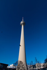 Obraz premium The TV Tower located on the Alexanderplatz in Berlin, Germany