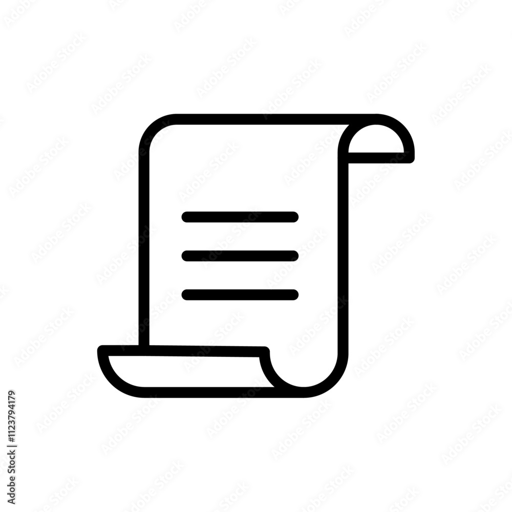 Aufkleber Scroll paper icon Outline vector for web ui