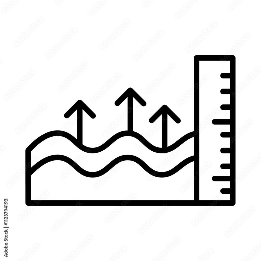 Poster sea level icon Outline vector for web ui