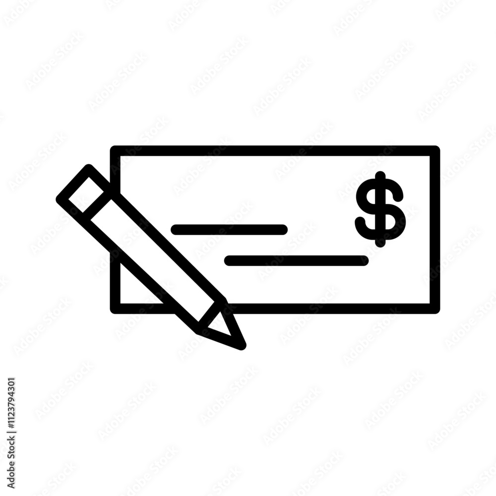 Poster Signing cheque icon Outline vector for web ui