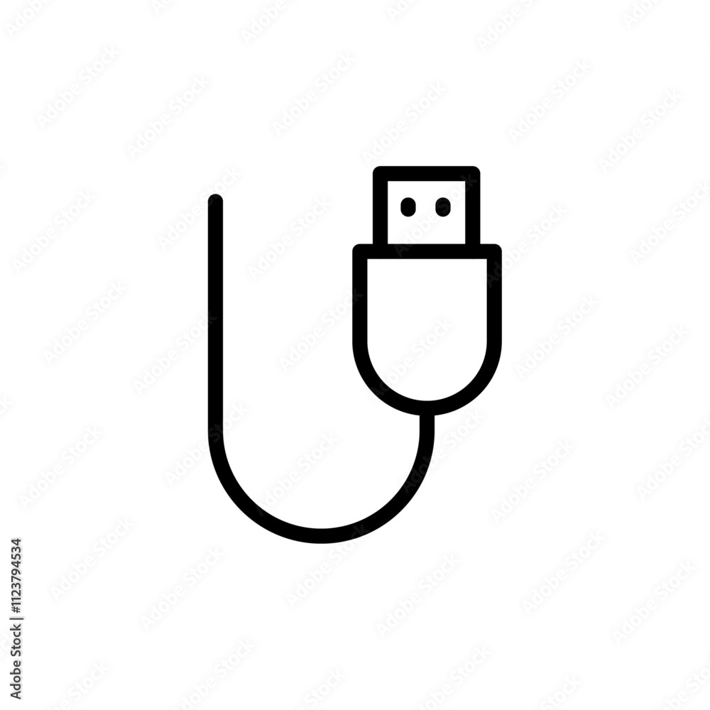 Poster usb cable icon outline vector for web ui
