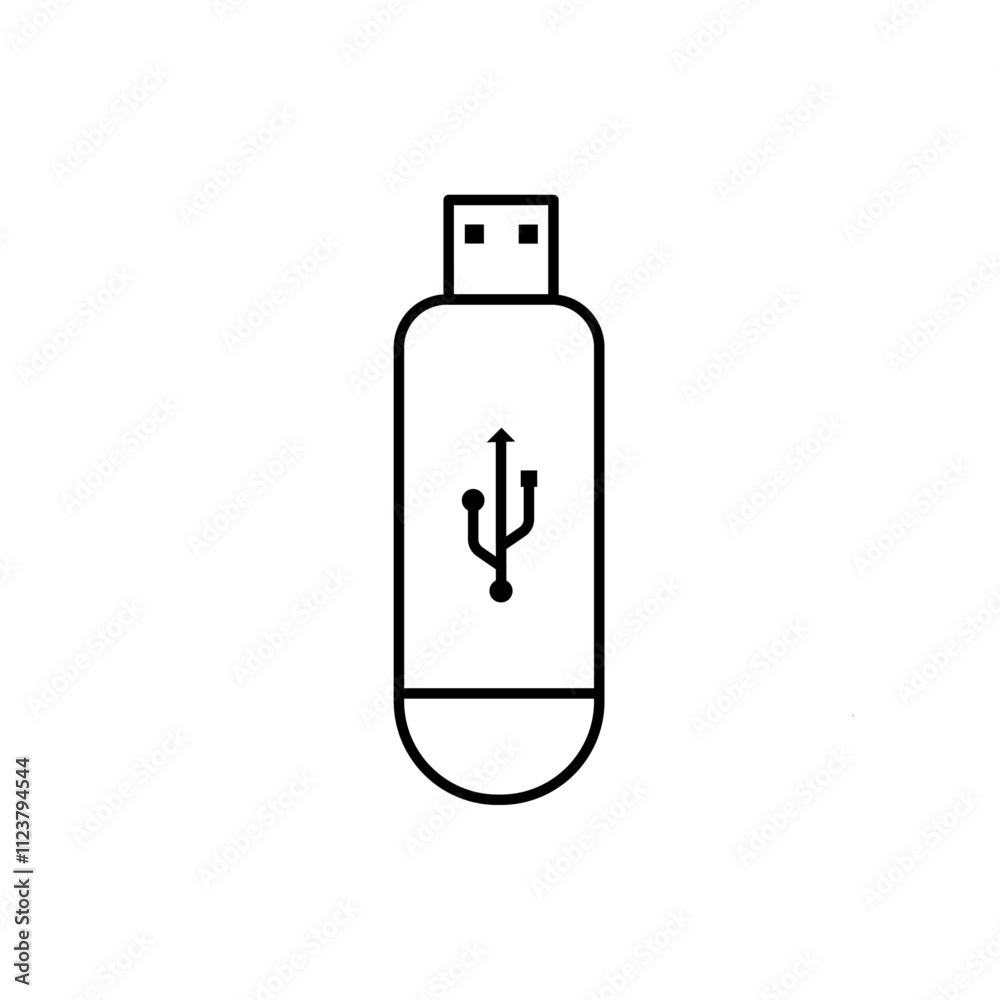 Poster usb icon outline vector for web ui