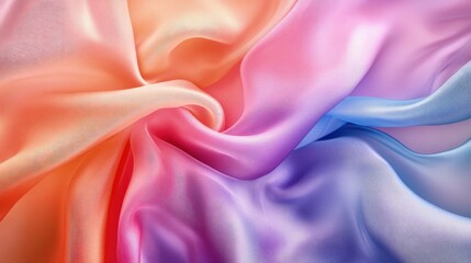 Obraz premium Colorful silk fabric with ombre effect, draped and textured.