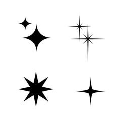 Obraz premium Collection of sparkles shapes in black color isolated on white background. 