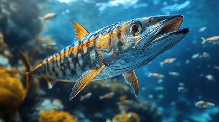 Fototapeta premium Fish swimming in a coral reef ecosystem 