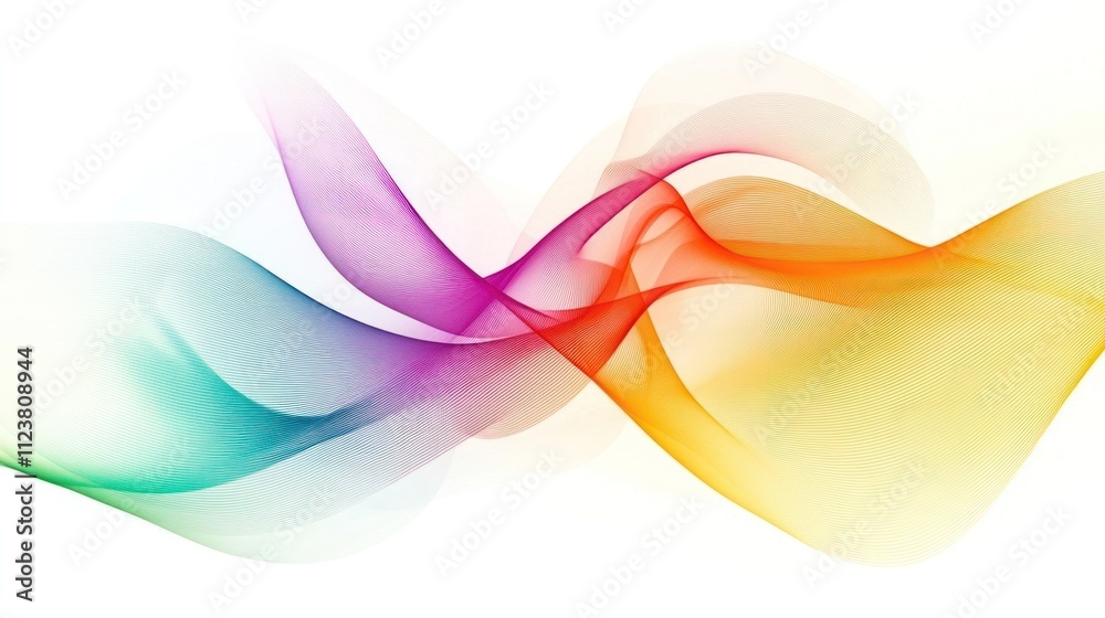 Wall mural abstract colorful waves flowing gracefully, creating a sense of movement and harmony.
