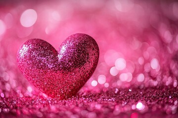 Fototapeta premium Pink Red Heart Animation Greeting love hearts. Festive bokeh, sparkles, pink love hearts, bokeh, sparkling glitter.