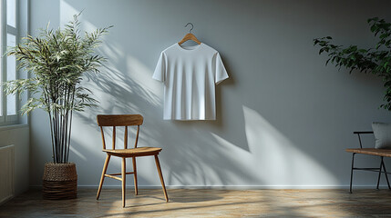 Classic White T-Shirt Mockup - Minimalist Design Template