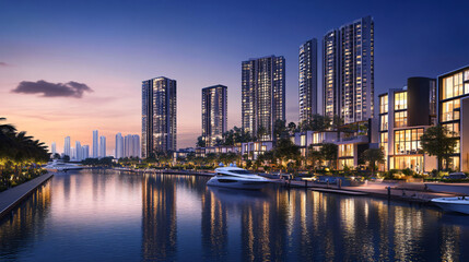 Obraz premium A waterfront development promoting recreation and social interaction.
