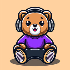 Cute bear character design vector, vector elements, vector stickers