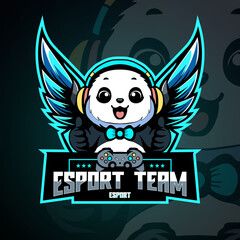 Panda gaming esport logo design editable text