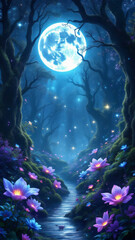 Enchanted Forest: Luminous Mushroom Path