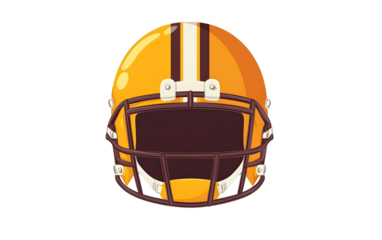 Front-facing football helmet in flat vector style,