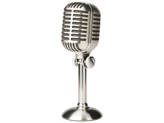 Fototapeta premium Vintage Style Microphone with Silver Finish on White Background