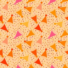 Birthday party hat seamless pattern for wrapping paper and fabrics
