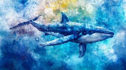 Obraz premium Watercolor underwater world composition background 