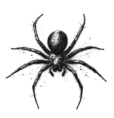 Obraz premium black ink drawing of an isolated spider on a white background
