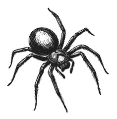 Obraz premium black ink drawing of an isolated spider on a white background