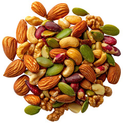 A Nutty Medley: A Colorful Collection of Almonds, Cashews, and Various Nuts - obrazy, fototapety, plakaty
