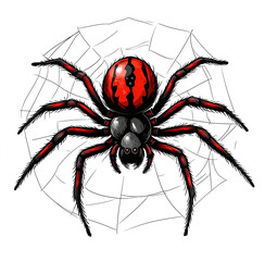 Obraz premium illustration of red and black spider on a web