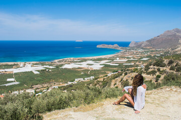 A person enjoying the view of  Falasarna, Crete