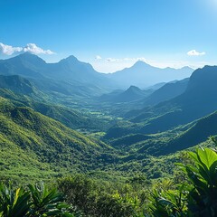 Obraz premium Exploring majestic mountains lush valleys nature landscape photography serene environment wide angle view travel concept