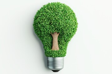 Innovative Eco-Friendly Light Bulb Design Featuring a Lush Tree Symbolizing Sustainability and Nature